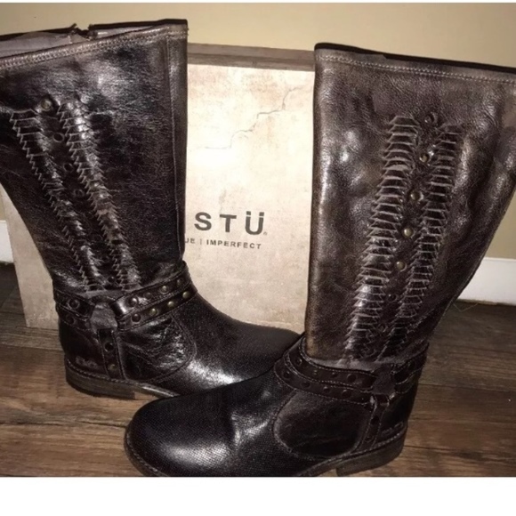 Bed Stu Selina dark brown tall cut out boots 7.5 - Picture 2 of 7
